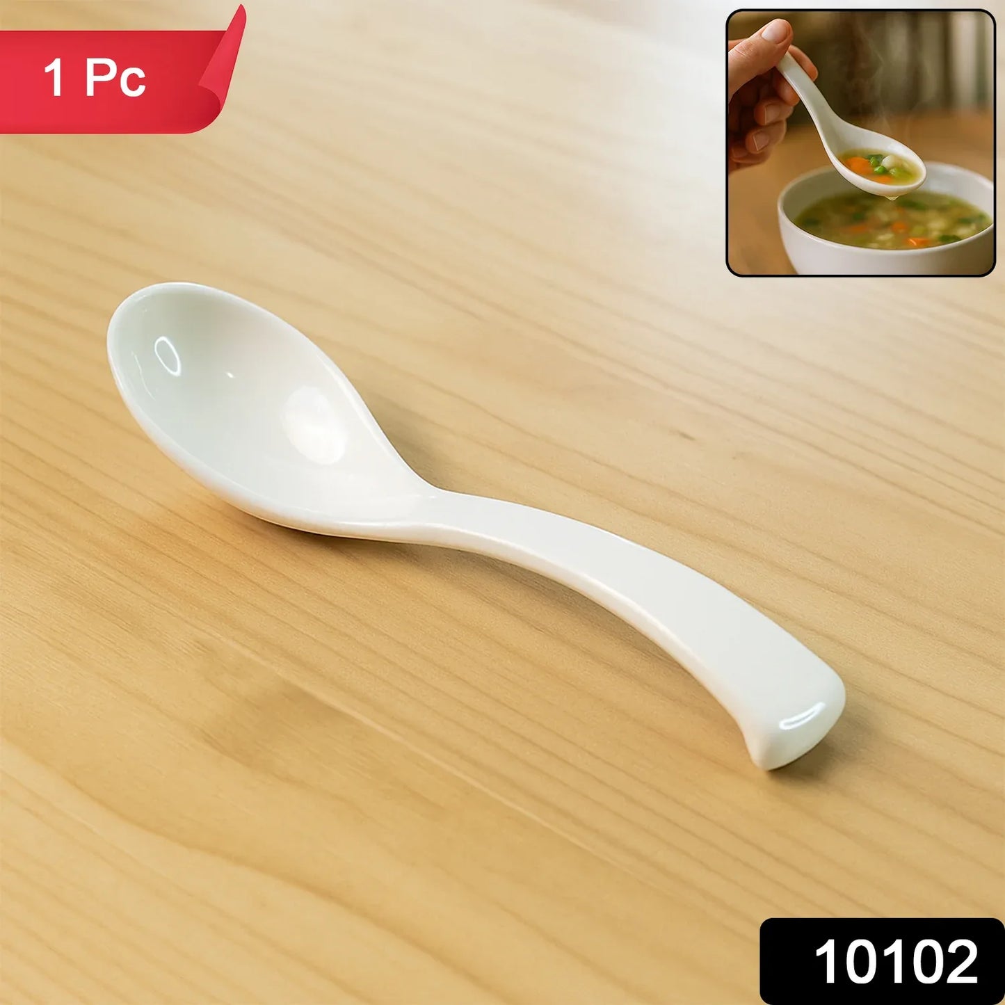 Plastic Soup Spoon Deep Bowl (1 Pc White) - Zidbik