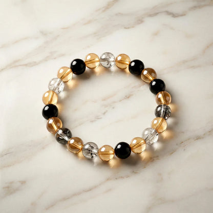 Elegant Dual-tone Crystal Beaded Stretch Bracelet (1 Pc) - Zidbik