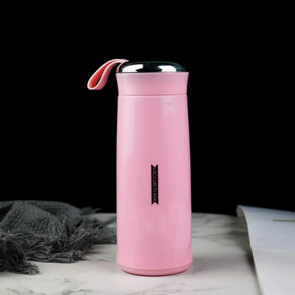 Water Bottle 400ml Leak Proof Glass Water Bottle With Daily Water Intake For Gym And Children Nice Bottle (1 Pc  Pink Color) - Zidbik