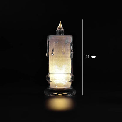 6559 Big Size Flameless Melted Design Candles For Decoration (Set Of 12pc) - Zidbik