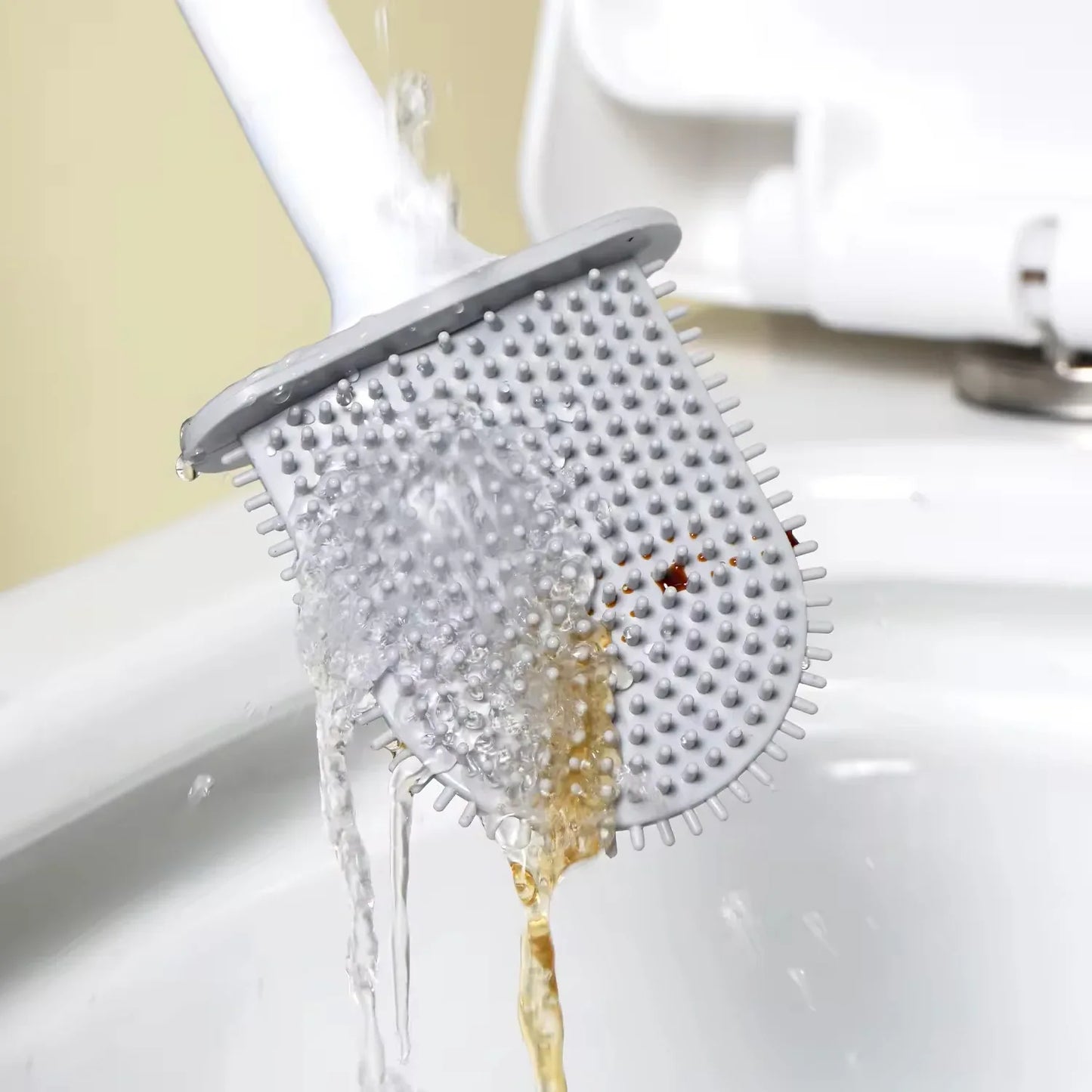 13050 Portable Silicone Toilet Brush With Holder Flex Toilet Brush - Wall Mounted Anti-drip Set Toilet Cleaner Brush Non-slip Long Handle Toilet Brush Pack Of 1 - Zidbik