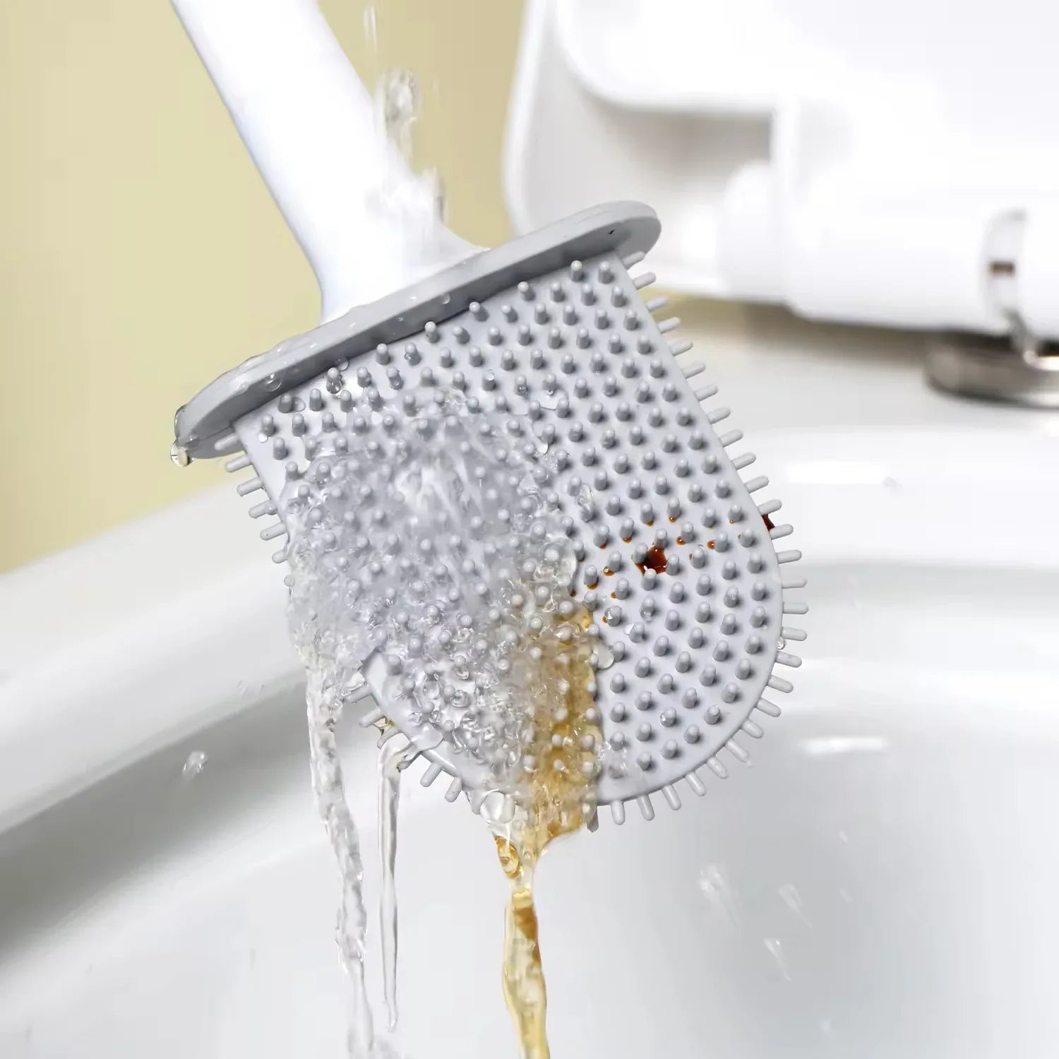 13050 Portable Silicone Toilet Brush With Holder Flex Toilet Brush - Wall Mounted Anti-drip Set Toilet Cleaner Brush Non-slip Long Handle Toilet Brush Pack Of 1 - Zidbik