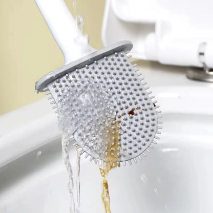 13050 Portable Silicone Toilet Brush With Holder Flex Toilet Brush - Wall Mounted Anti-drip Set Toilet Cleaner Brush Non-slip Long Handle Toilet Brush Pack Of 1 - Zidbik