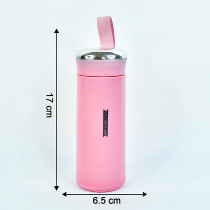 Water Bottle 400ml Leak Proof Glass Water Bottle With Daily Water Intake For Gym And Children Nice Bottle (1 Pc  Pink Color) - Zidbik
