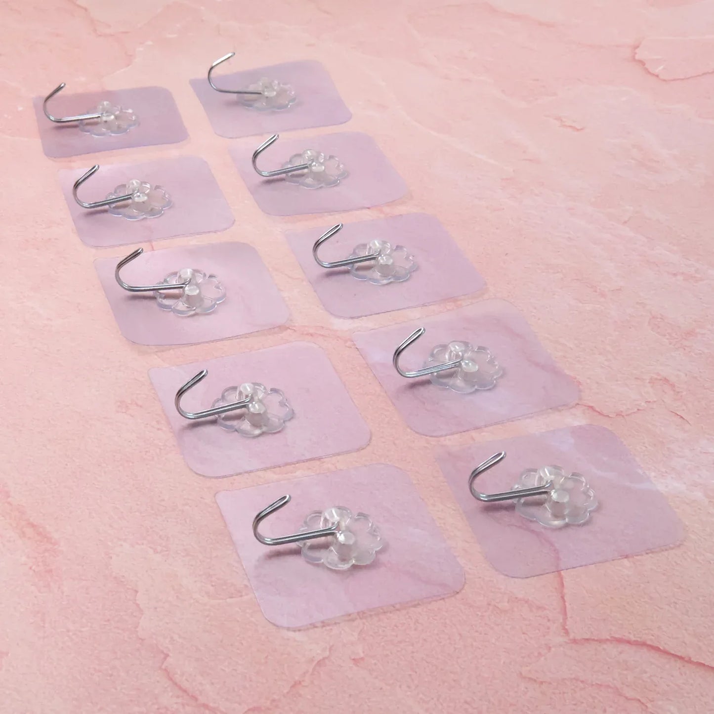 Heavy Duty Flower Adhesive Wall Hooks - (10 Pc Set) - Zidbik