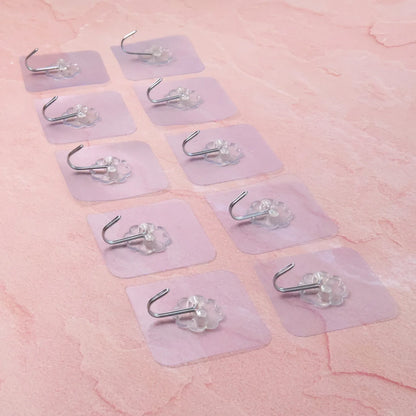 Heavy Duty Flower Adhesive Wall Hooks - (10 Pc Set) - Zidbik