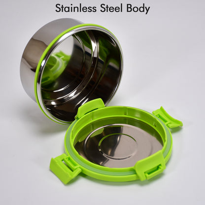 8139 Ganesh Solo Round 400 Stainless Steel Leak Proof Airtight Lunch Pack For Office  School Use - Zidbik