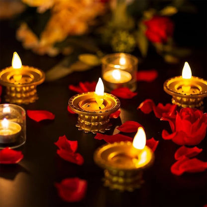 Set Of 3 Water Sensor Led Golden Diyas - Zidbik