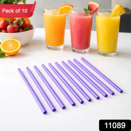 Reusable Plastic Drinking Straws Pack Of 10 - Zidbik