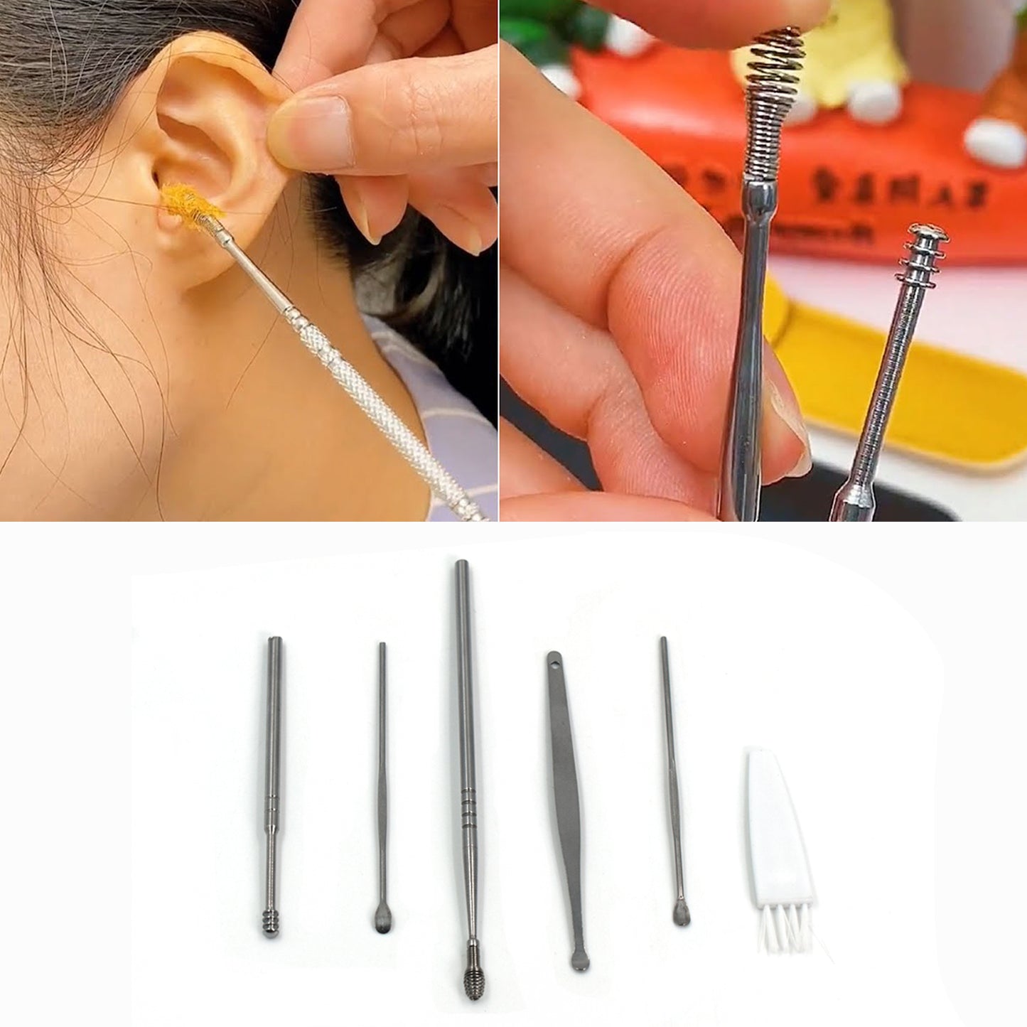 6314 6pcs Earwax Removal Kit  Ear Cleansing Tool Set  Ear Curette Ear Wax Remover Tool - Zidbik