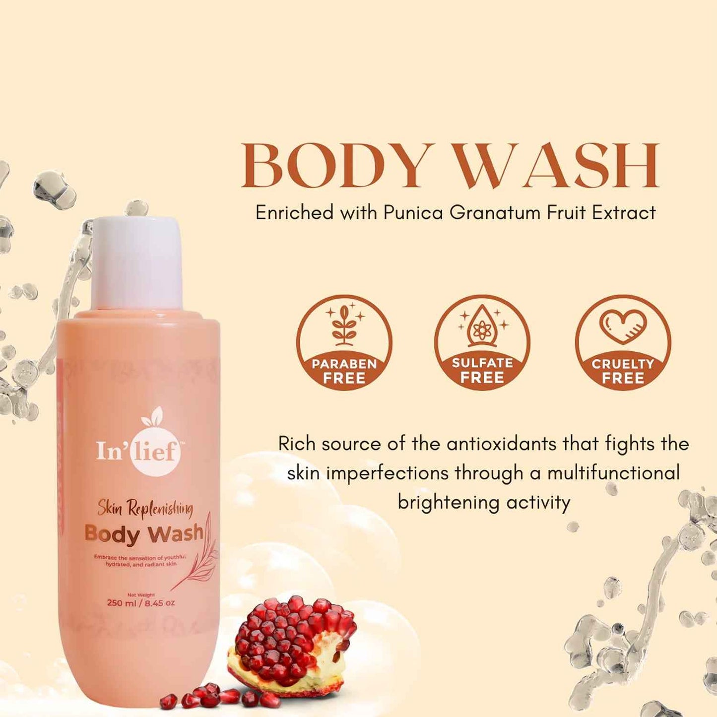 Inlief Nourishing Hydrating Body Wash 250ml - Skin Replenishing Formula