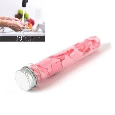 1319 Portable Hand Washing Bath Flower Shape Paper Soap Strips In Test Tube Bottle - Zidbik