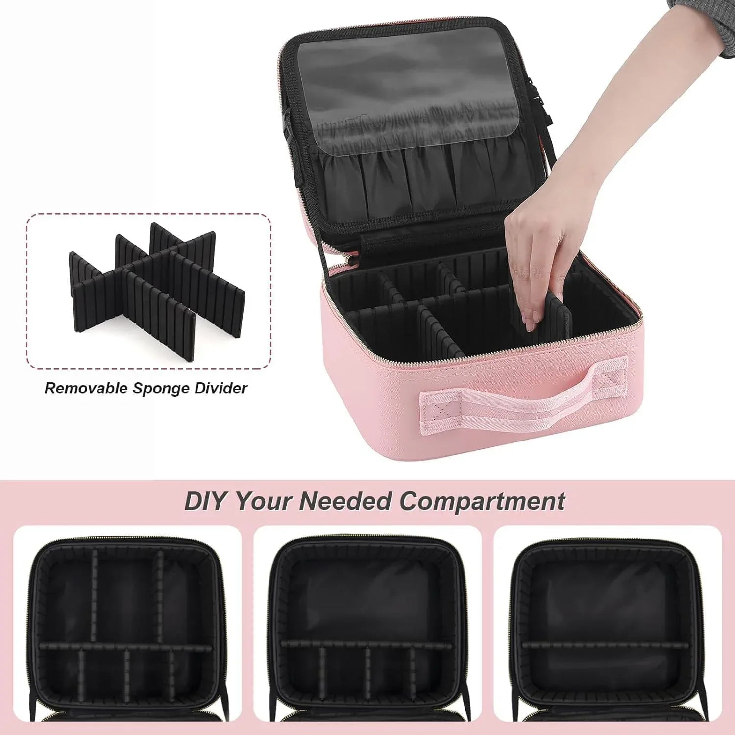 Pink Premium Led Light Makeup Organizer Box (1 Pc) - Zidbik