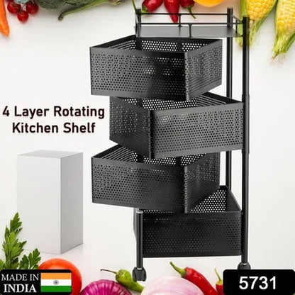 Metal High Qaulity Kitchen Trolley Kitchen Organizer Items And Kitchen Accessories Items For Kitchen Rack Square Design For Fruits Vegetable Onion Storage Kitchen Trolley With Wheels (4 Layer 3 Layer) - Zidbik