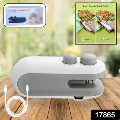 17865 Mini Bag Sealer 2 In 1 Seal Cutter Heat Sealers Type-c Usb Charging Portable Bag Reseller Handle Food Sealer Sealing Machine For Food Storage Plastic Bags Snacks Keep Food Fresh - Zidbik