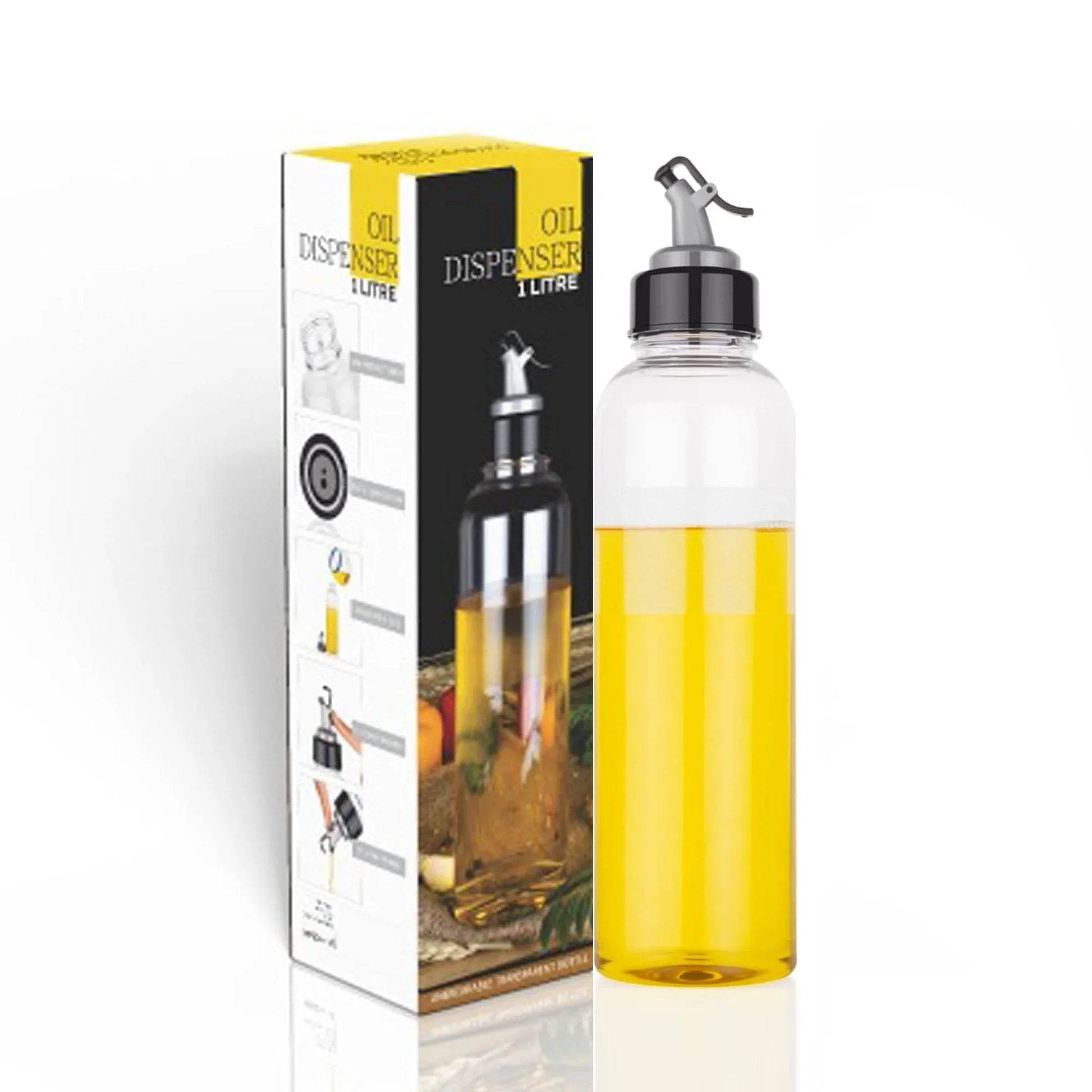 2346 Oil Dispenser Transparent Plastic Oil Bottle 1 Liter - Zidbik