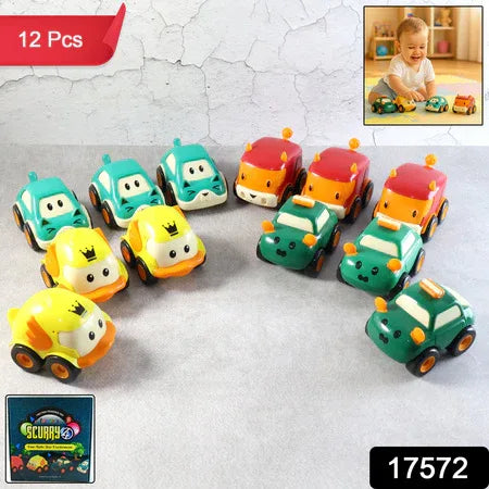 Cartoon Pull-back Car Toy Set For Kids (12 Pc) - Zidbik