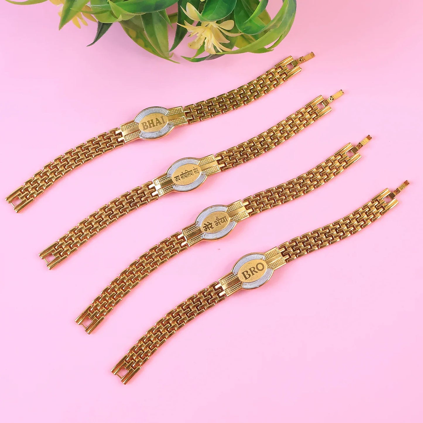 Rakhi Bracelet For Brother Metal Chain Style Rakhi With Mixed Designs (1 Pc) - Zidbik
