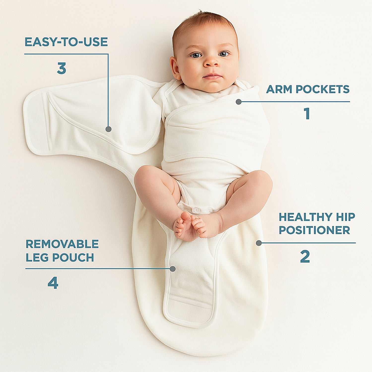 Soft Cotton Adjustable Baby Swaddle Wrap For Newborns (1 Pc) - Zidbik