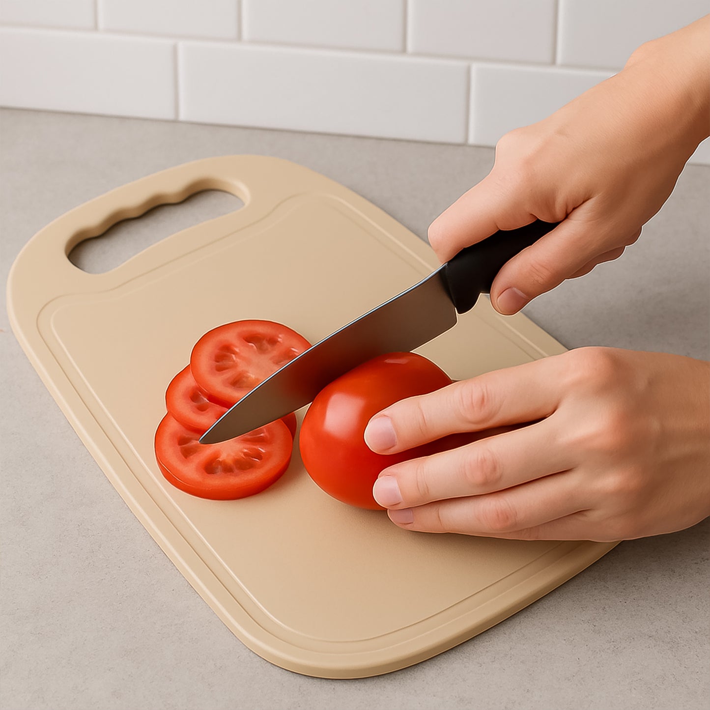 Durable Plastic Chopping Board 34x23 Cm (1 Pc) - Zidbik