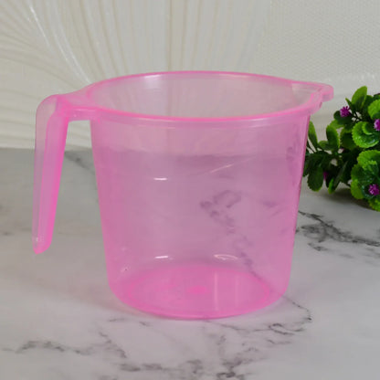 Plastic Round Transparent Bath Water Mug (1 Pc 1200 Ml Mix Color) - Zidbik