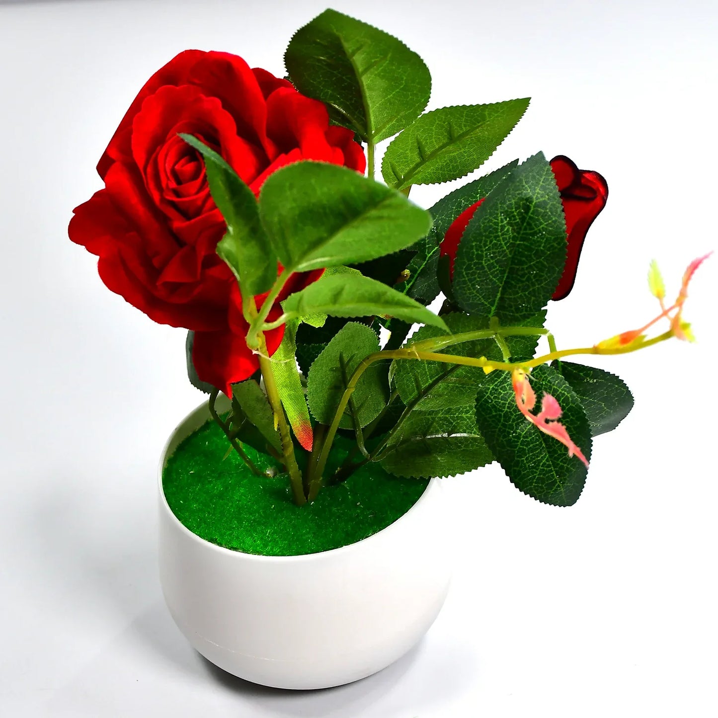 4863 Artificial Rose Flower Plant With Pot For Home Office Or Gift - Zidbik