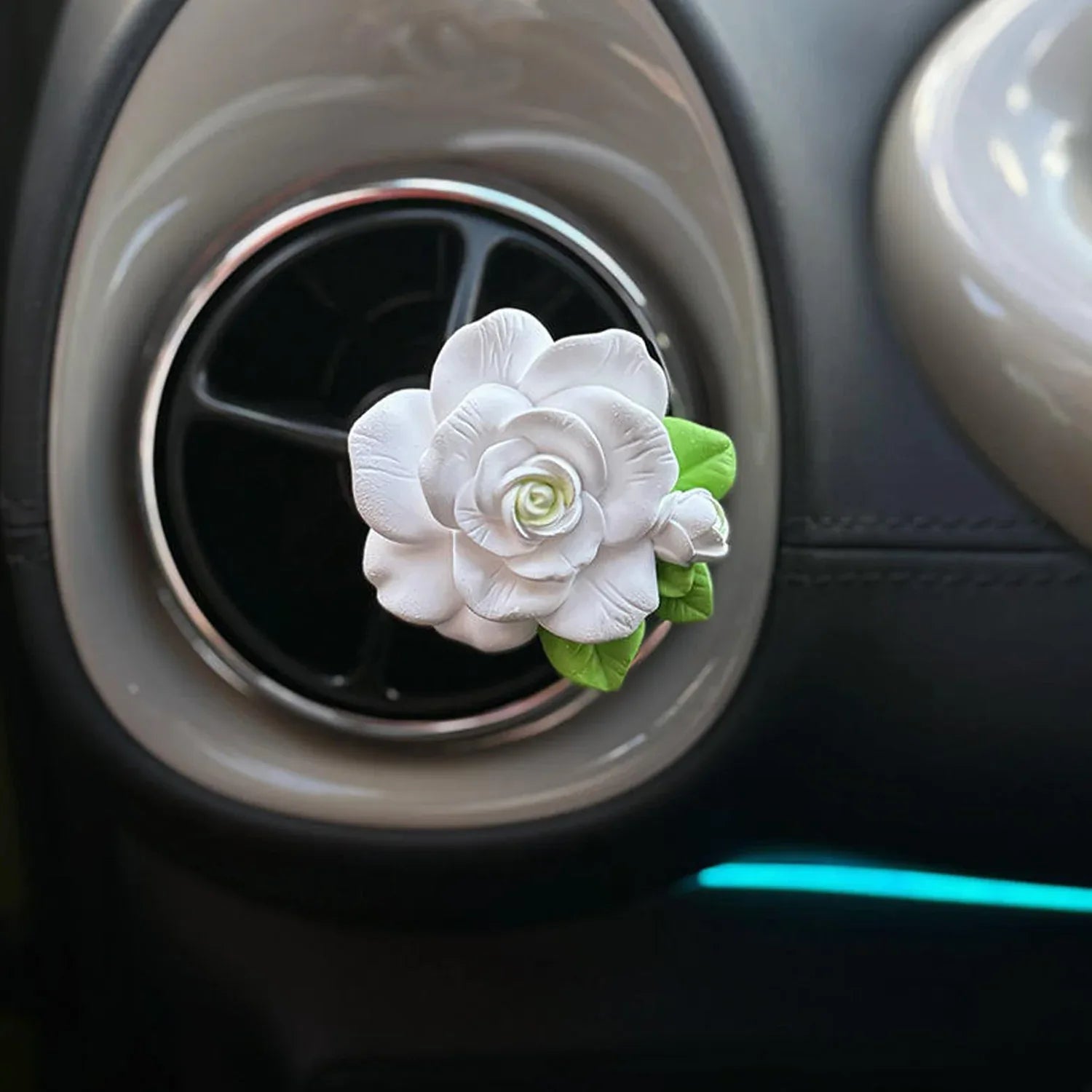Elegant Rose Flower Car Air Freshener Clip For Ac Vent With Perfume Bottle 10ml(1 Pc) - Zidbik