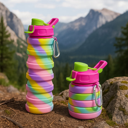 Colorful Collapsible Silicone Water Bottle (1 Pc) - Zidbik