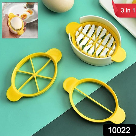 10022 Egg Slicer 3 In 1 Boiled Egg Slicer Egg Slicer Preserved Egg Slicer Home Restaurant Kitchen Tool (1 Pc) - Zidbik