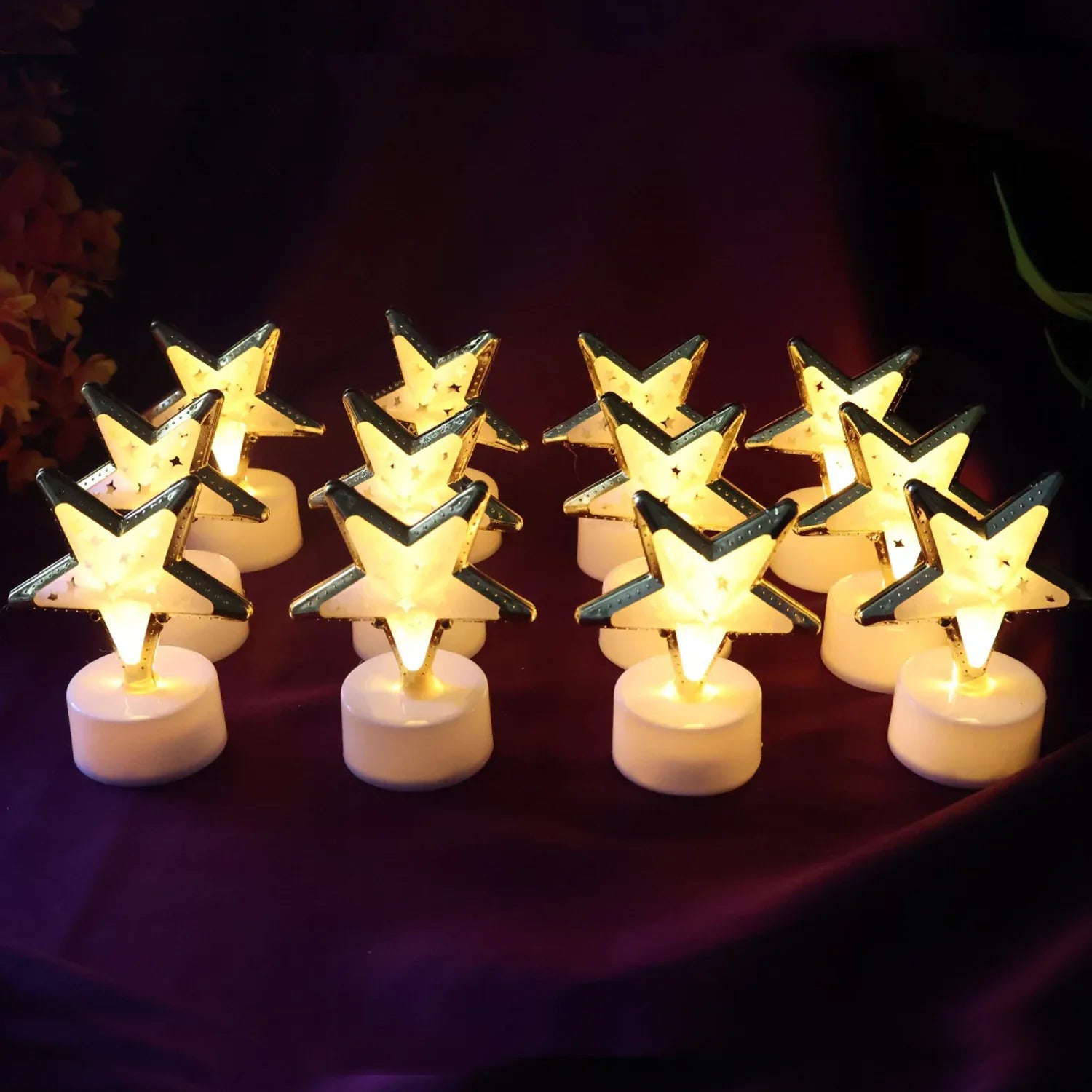 Decorative Star Shaped Flameless Led Candles (12 Pc) - Zidbik