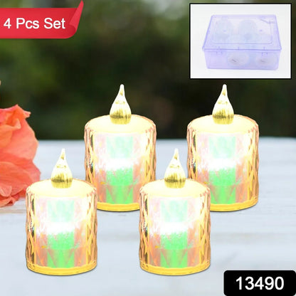 4 Pc Flameless And Smokeless Decorative Melting Candles Led Tea Light - Zidbik