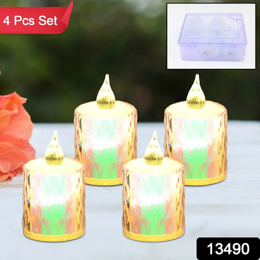 4 Pc Flameless And Smokeless Decorative Melting Candles Led Tea Light - Zidbik