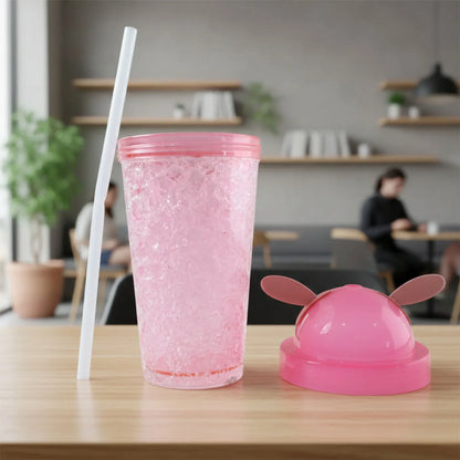 Cute Bunny Ear Design Tumbler Sipper Bottle (500 Ml 1 Pc) - Zidbik