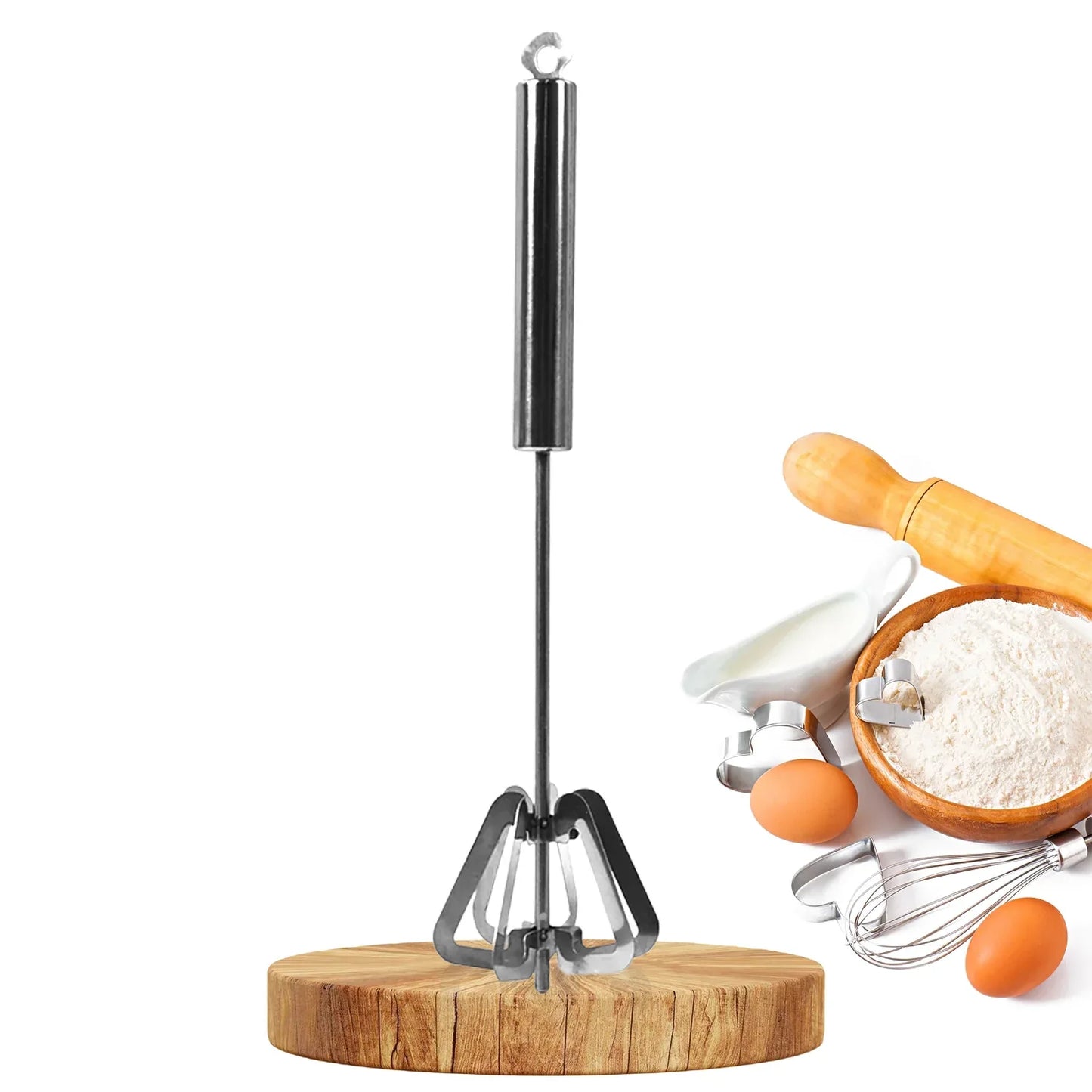 Hand Push Mixer Egg Whisk Stainless Steel Blender (1 Pc) - Zidbik