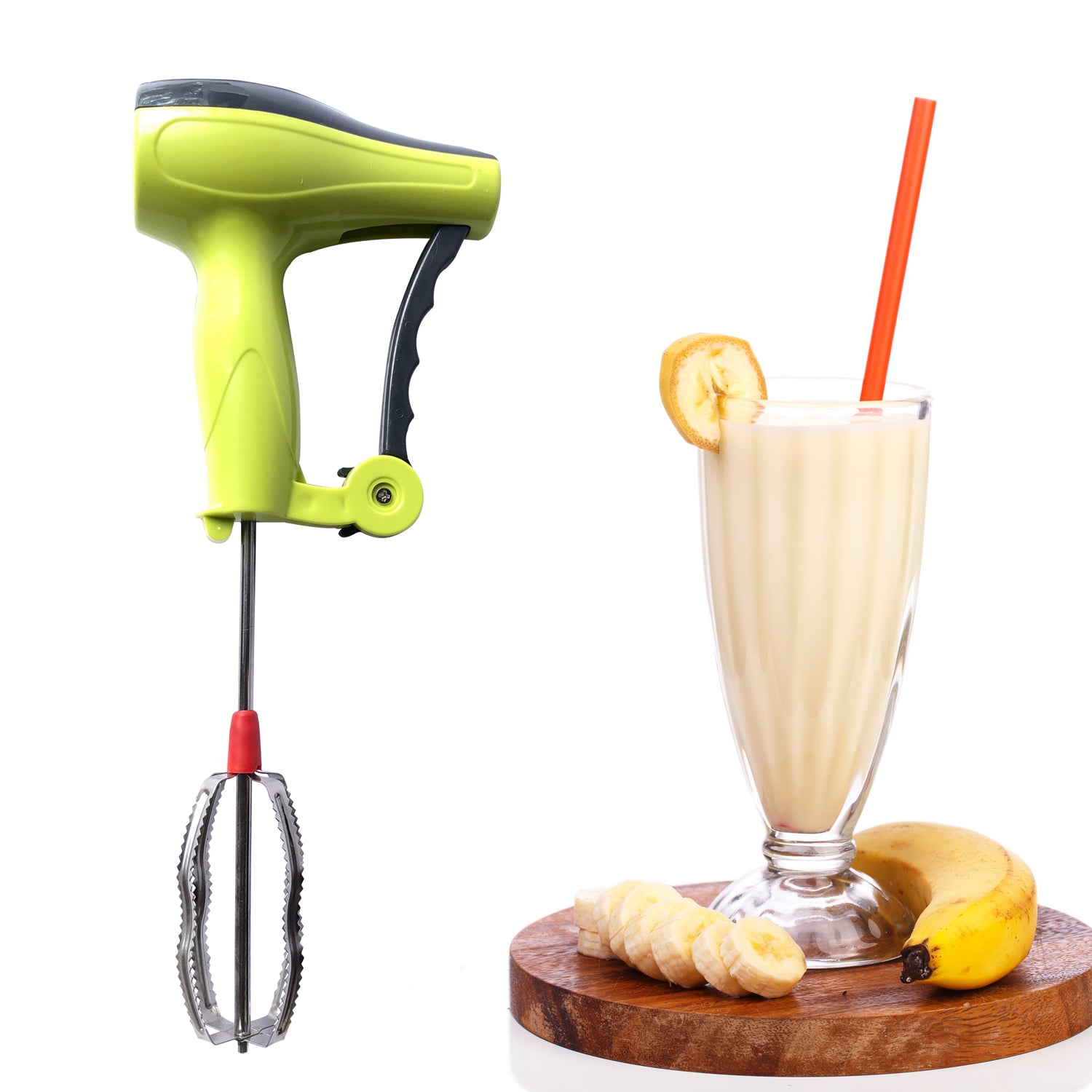 0703 Power Free Manual Hand Blender With Stainless Steel Blades Milk Lassi Maker Egg Beater Mixer Rawai - Zidbik