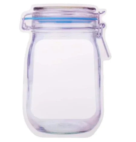 1075 Reusable Airtight Seal Plastic Food Storage Mason Jar Zipper (1000ml) - Zidbik