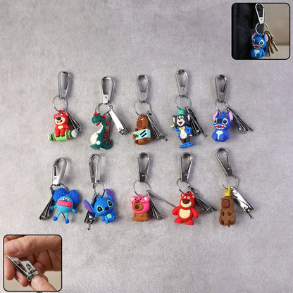 Mix Design Cartoon Nail Cutter Keychain With Mini Nail Clipper (1 Pc) - Zidbik