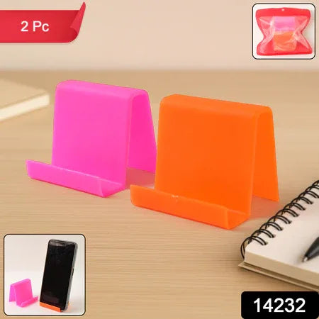 Durable Plastic Mobile Phone Stand With Angled Support (2 Pc  Mix Color) - Zidbik
