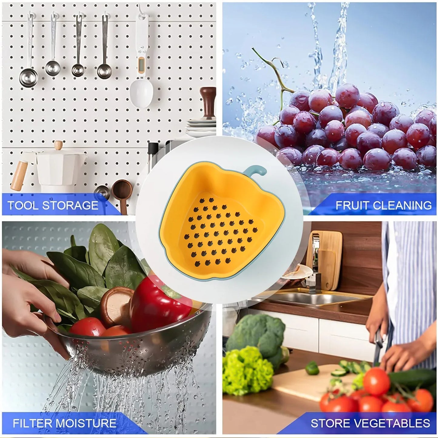 Pepper-shape 2-in-1 Washing Bowl - (1 Pc) - Zidbik