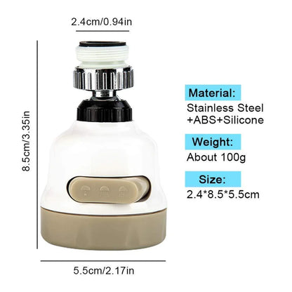 1589 Rotatable Splash Proof 3 Modes Water Saving Nozzle Filter Faucet Sprayer - Zidbik
