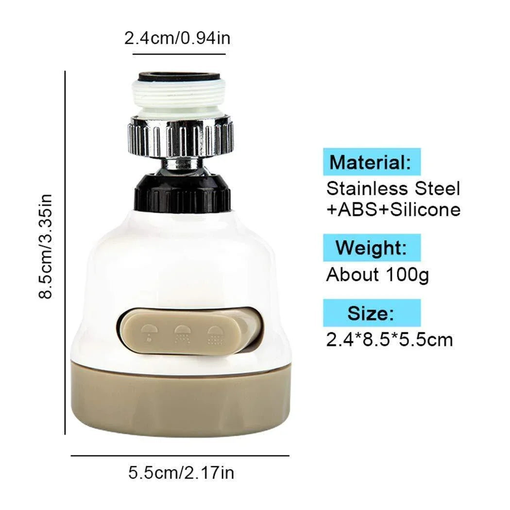 1589 Rotatable Splash Proof 3 Modes Water Saving Nozzle Filter Faucet Sprayer - Zidbik