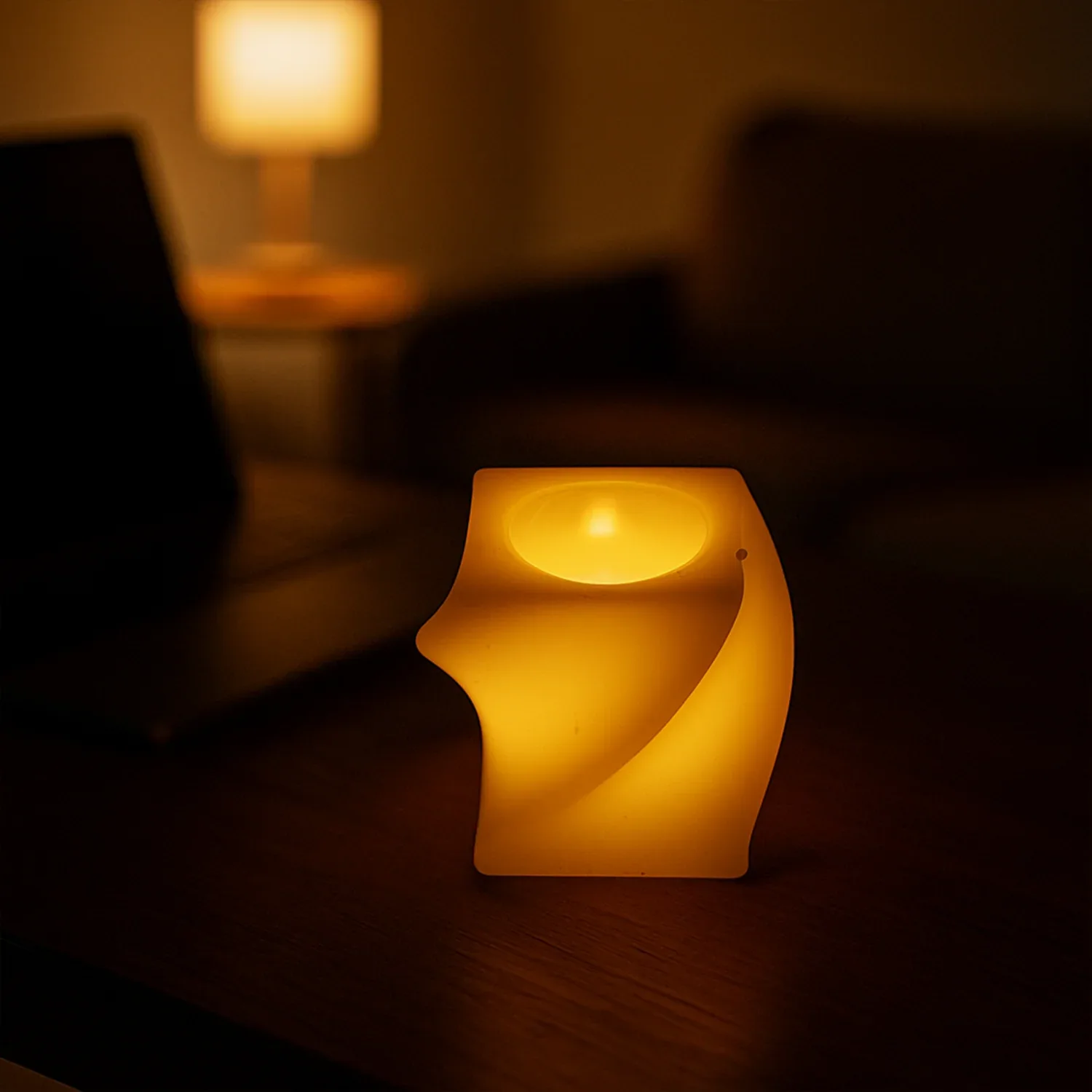 Set Of 6 Led Flameless Decorative Candles Square Shape Tealight Lamps - Zidbik