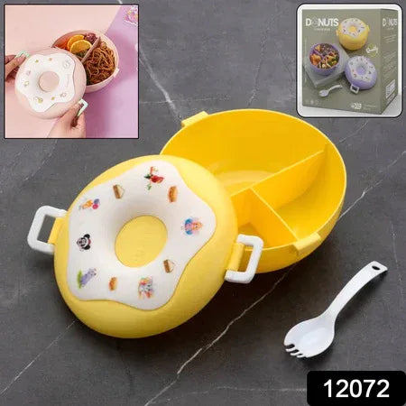 Donut Shaped Double Insulated 3 Compartment Lunch Box (1 Pc  Mix Color) - Zidbik