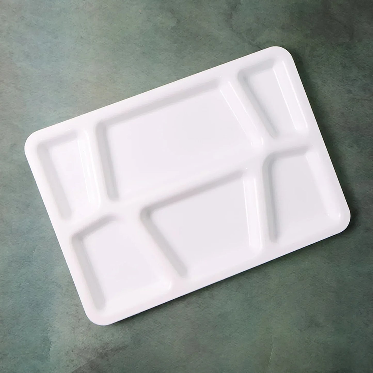 Plastic Multi-compartment Rectangular Meal Serving Tray Plate (1 Pc White) - Zidbik