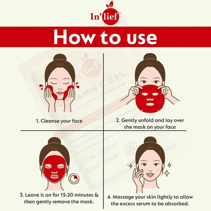 Inlief Vitamin C 0.5 Hydrating Brightening Facial Sheet Mask (1 Pc) - Zidbik