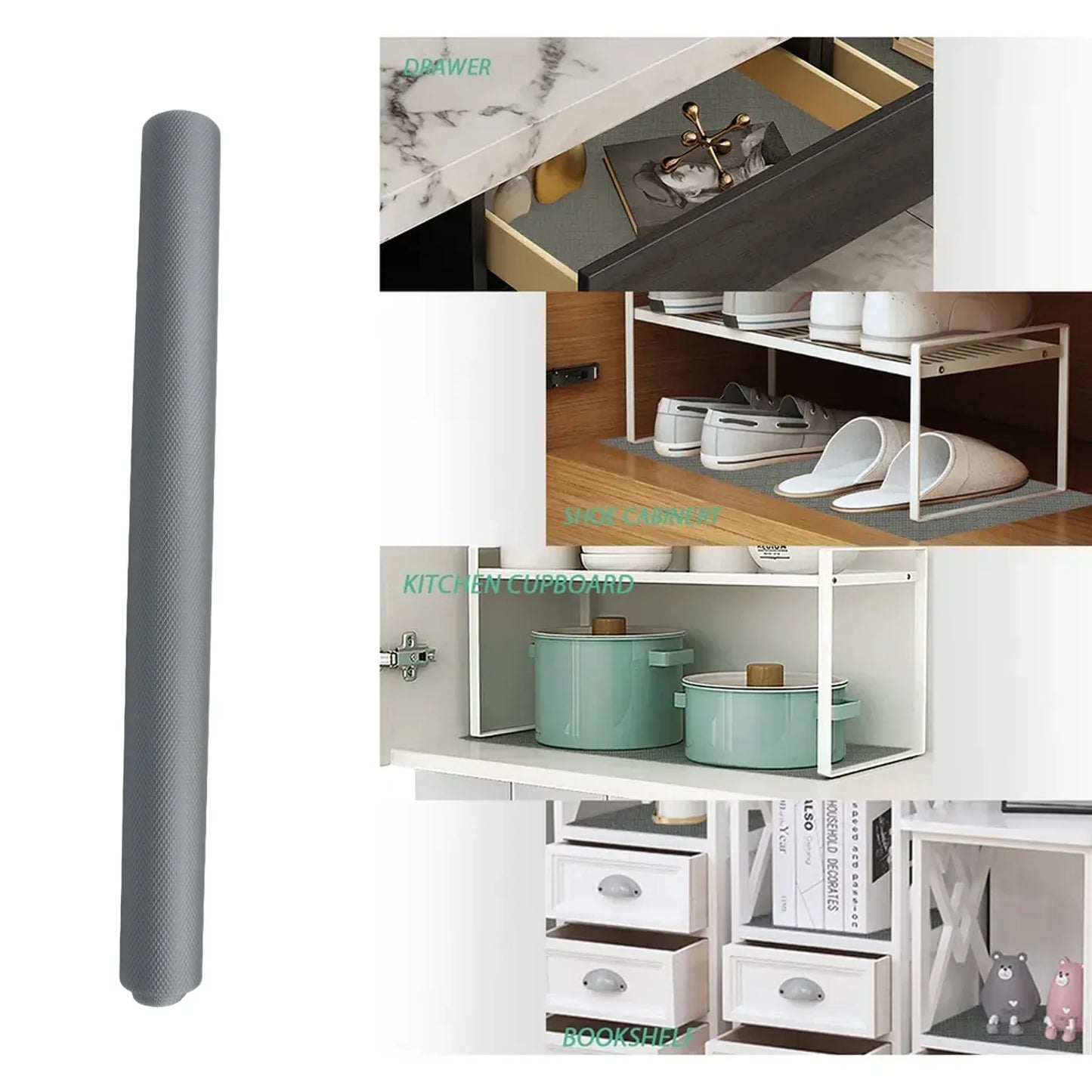 5861 Multipurpose Anti-slip Bathroom Kitchen Cabinet Drawer Shelf Mat Liner Sheets Roll Fridge Mat Table Mat Anti-slip Super Strong Placement Mat For Fridge Bathroom Kitchen Drawer Shelf Liner (45cmx1.25m) - Zidbik
