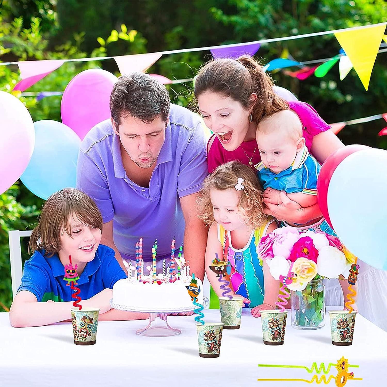 5925 Reusable Straws Are Perfect For Kids Summer Parties. Plastic Straws Reusable Drinking Straws With Cartoon Decoration For Kids Birthday Party Favorsnbspor Other Summer Celebration (4 Pc Set) - Zidbik