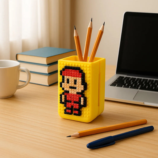 Diy Pixel Art Pen Stand With Building Block Set - Zidbik