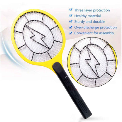 Yellow Rechargeable Electric Mosquito Killer Racket With Cable - Zidbik
