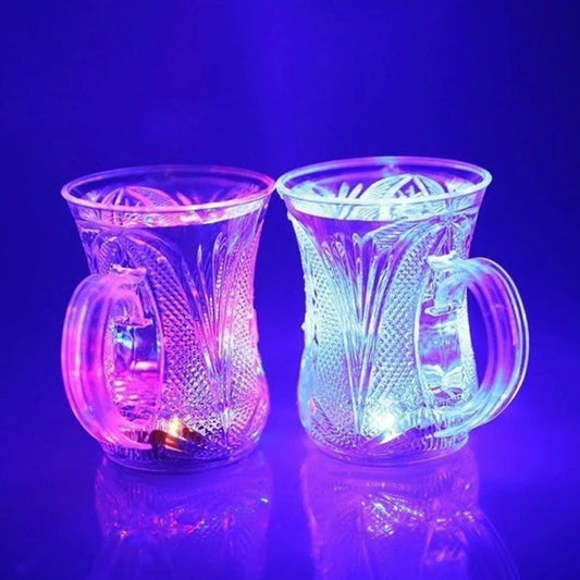 4727 Flashing Cup Led Water Sensor Light Up Cup With Handle For Home Kitchen Fun Luminous Water Cup Party Birthday Nightclub Christmas Disco Entertainment Cup (2 Pcs Set) - Zidbik